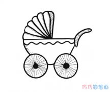 卡通婴儿手推车要怎么画_婴儿车简笔画图片