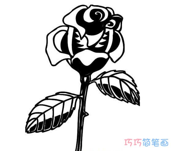 粗线条的玫瑰花简单_玫瑰花简笔画图片