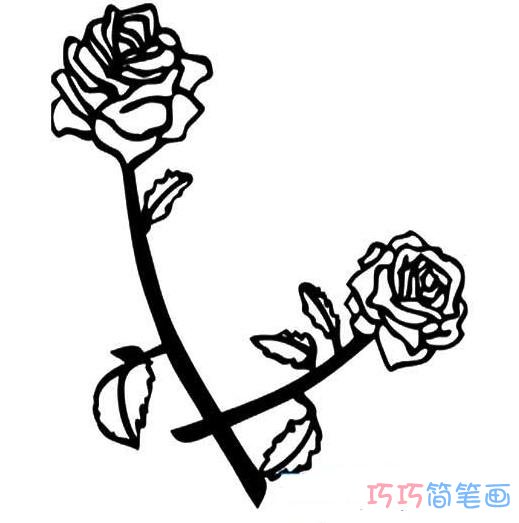 粗线条的玫瑰花简单_玫瑰花简笔画图片