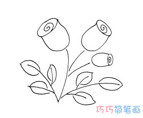 简单好看的玫瑰花束_玫瑰花简笔画图片