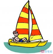 儿童卡通帆船怎么画涂色彩_帆船简笔画图片