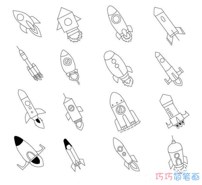 飞射火箭怎么画简单_火箭简笔画图片