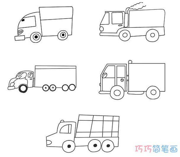 行驶货车怎么画简单_大卡车简笔画图片