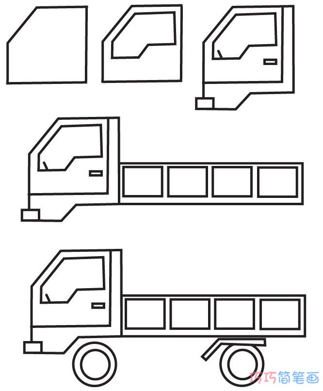 幼儿大卡车简笔画_简单大卡车图片