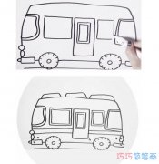 卡通公交车画法简单_公共汽车简笔画图片