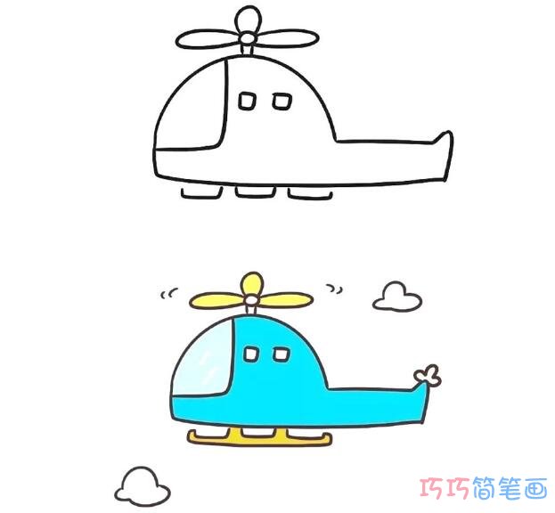 可爱的直升机的画法_直升机简笔画图片