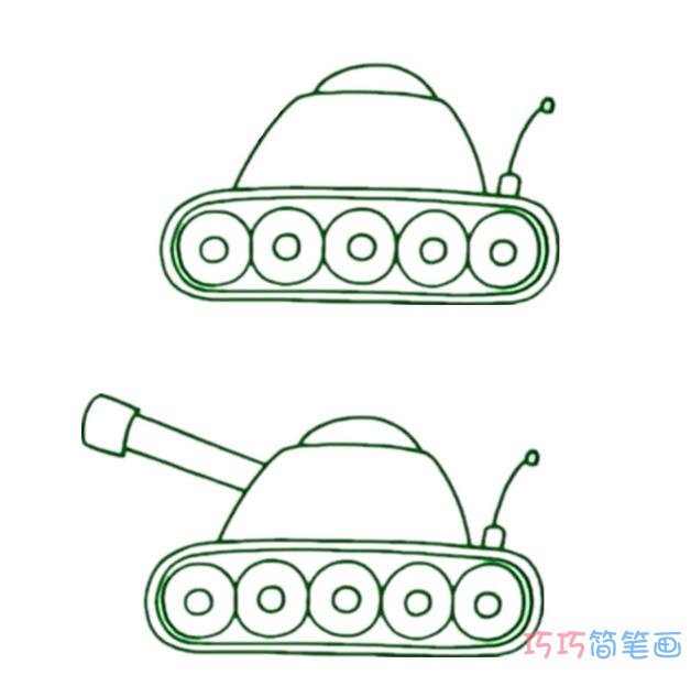 坦克的简单画法分步骤_坦克简笔画图片