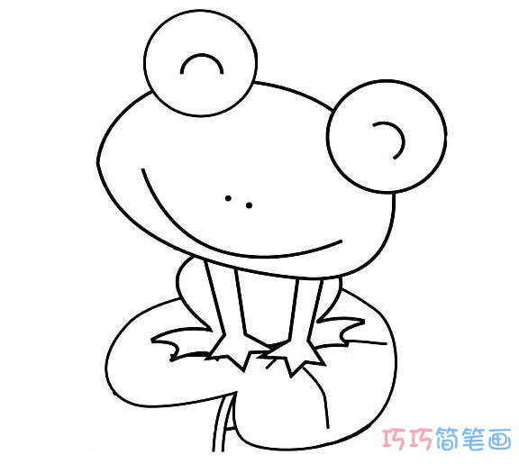 坐在荷叶上的卡通青蛙怎么画简单_青蛙简笔画图片