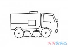 幼儿扫路车怎么画简单_工程车简笔画图片