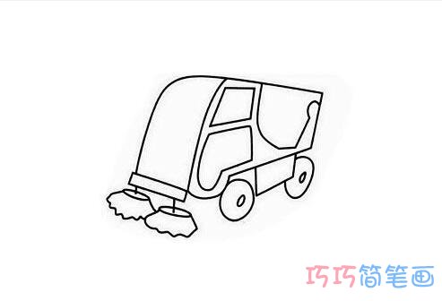 幼儿扫路车怎么画简单_工程车简笔画图片