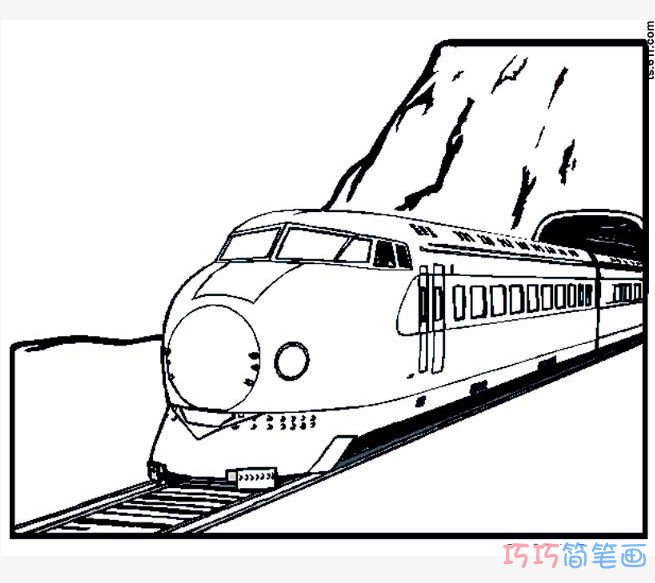 出站的火车素描画_火车简笔画图片
