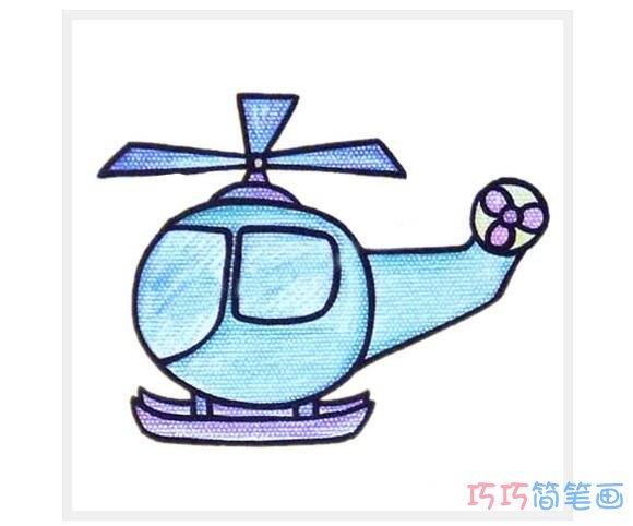 蓝色直升飞机怎么画_可爱直升飞机简笔画