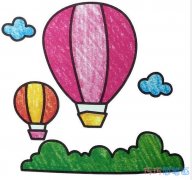 幼儿热气球怎么画简单漂亮_彩色热气球简笔画图片