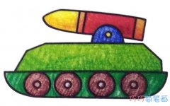卡通导弹车要怎么画带颜色_可爱导弹车简笔画图片