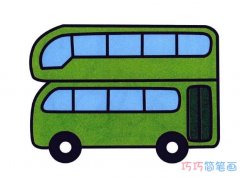儿童双层大巴车怎么画带颜色_大巴士简笔画图片
