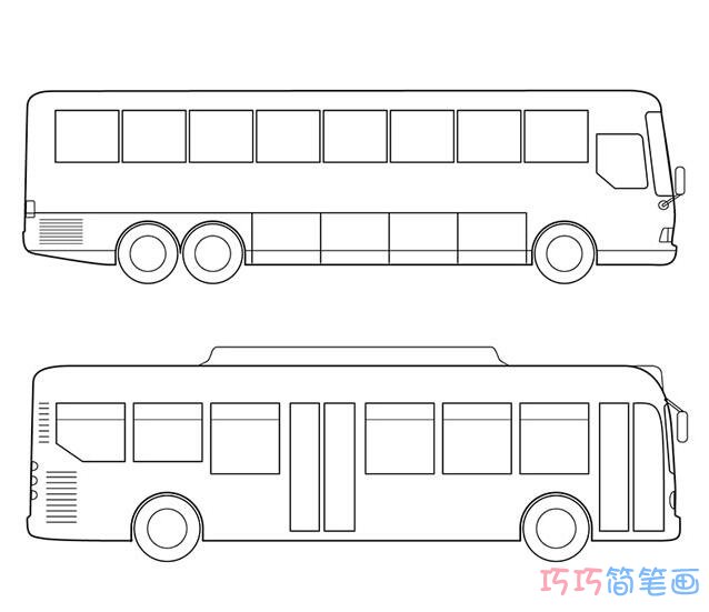 公共汽车怎么画_儿童公共汽车简笔画