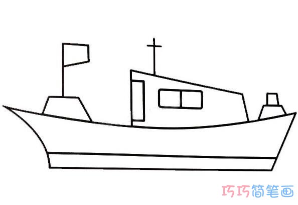 儿童渔船怎么画_好看渔船简笔画图片