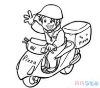 小男孩骑摩托车怎么画简单_卡通摩托车简笔画图片