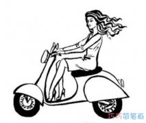 好看骑摩托女孩要怎么画_骑摩托车简笔画图片