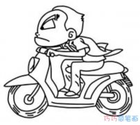 骑摩托车小男孩怎么画简单_摩托车简笔画图片