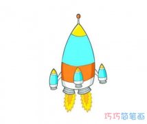 卡通发射火箭怎么画带颜色_火箭简笔画图片