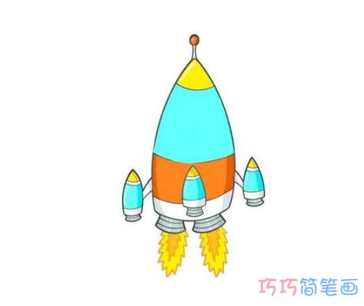 卡通发射火箭怎么画好看_火箭简笔画图片