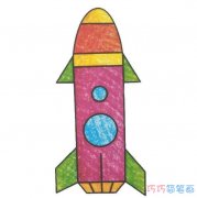 幼儿火箭发射怎么画带颜色_卡通火箭简笔画图片