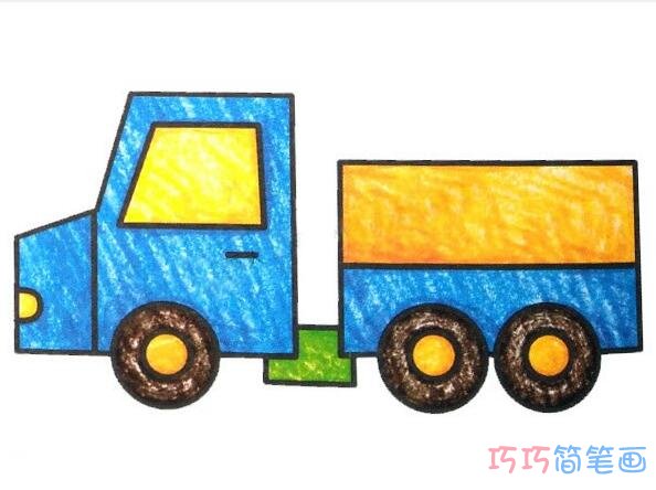 彩色卡车怎么画简单好看_卡车简笔画图片