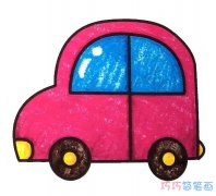 卡通彩色小汽车怎么画可爱好看_小轿车简笔画图片