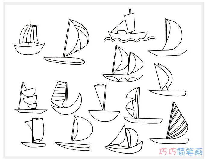各种各样的帆船怎么画_帆船简笔画图片