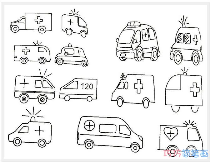 救护车的简单画法_救护车简笔画图片