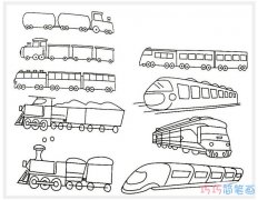 各种款式的火车怎么画简单_火车简笔画图片