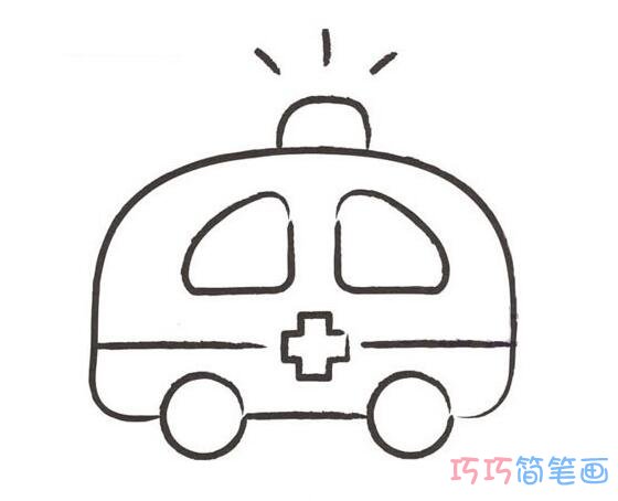 彩色卡通救护车怎么画可爱 卡通救护车的简笔画图片