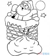 烟囱里的圣诞老人怎么画素描_可爱圣诞老人简笔画图片
