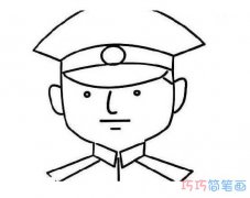 卡通警察头像侧面怎么画简单_警察简笔画图片