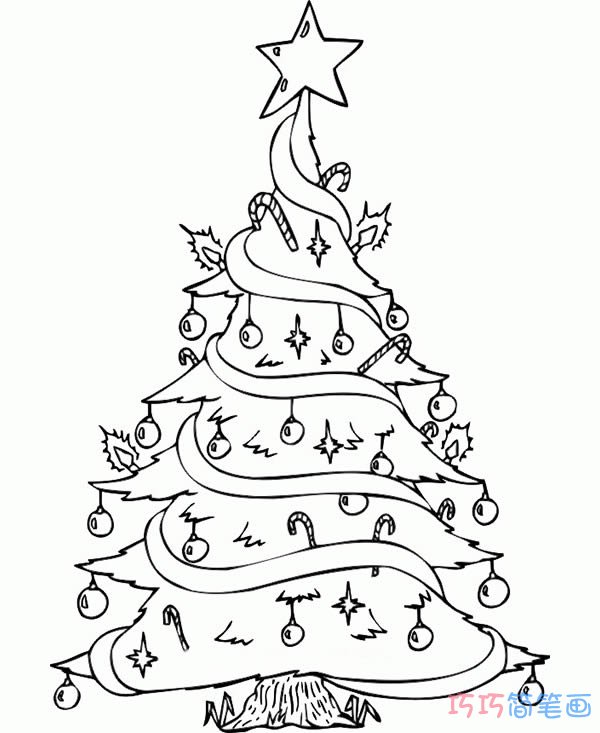 圣诞树怎么画简洁好看_圣诞树简笔画图片