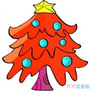 彩色圣诞树怎么画简单漂亮_圣诞树简笔画图片