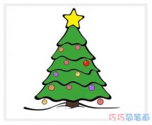 卡通涂色圣诞树怎么画简单好看_圣诞树简笔画图片