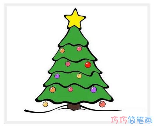卡通圣诞树怎么画可爱好看_圣诞树简笔画图片