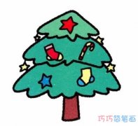 袜子圣诞树怎么画好看带颜色_圣诞树简笔画图片