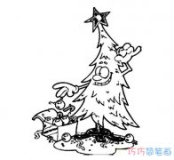 卡通搞怪圣诞树怎么画可爱_圣诞树简笔画图片