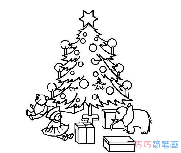 圣诞树和圣诞礼物要这么画_圣诞树简笔画图片