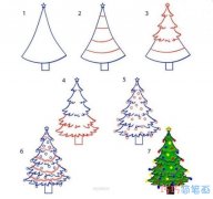 彩色圣诞树要怎么画带步骤图_圣诞树简笔画图片