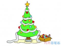涂色圣诞树要怎么画简单漂亮_圣诞树简笔画图片
