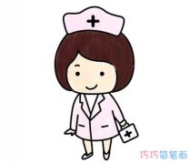 彩色可爱小护士画法步骤图简单_护士简笔画图片