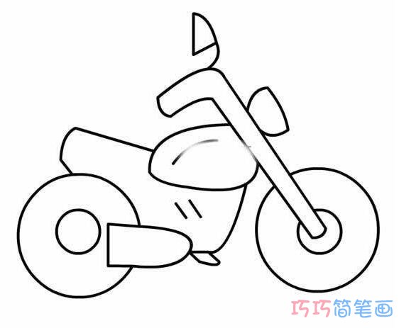 摩托车头和车身的简要画法_摩托车简笔画图片