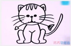 卡通小猫吃鱼怎么画简单可爱_小猫简笔画图片
