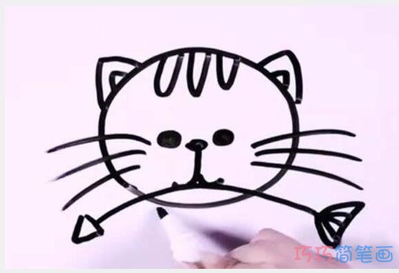 卡通吃鱼小猫怎么画可爱好看_小猫简笔画图片
