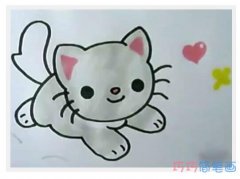 幼儿彩色小猫咪要怎么画简单可爱_小猫简笔画图片