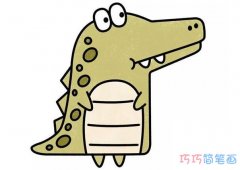 儿童卡通鳄鱼的画法步骤涂颜色_鳄鱼简笔画图片